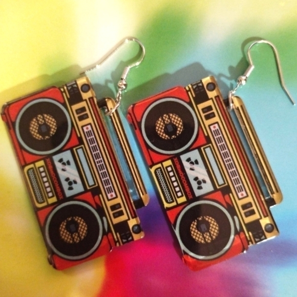 Big Retro Boombox Earrings - Picture 1 of 6